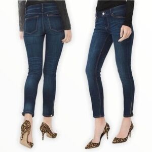 White House Black Market Skinny Jeans Leather Trim Ankle Zippers 4